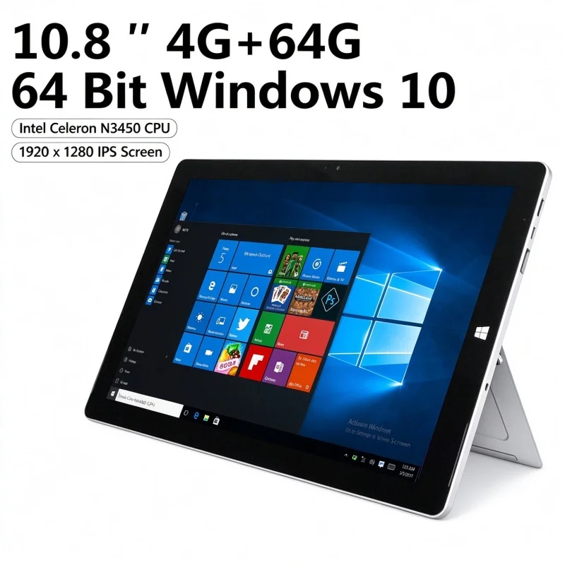 10.8 INCH 4GB RAM 64GB ROM WINDOWS 10 Tablet PC Intel Celeron N3450 CPU Core 1.1GHz Quad Core 1920 X 1280 IPS Screen WIFI