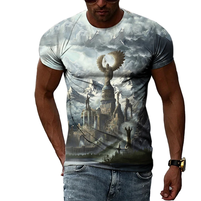 

Animation Landscape Summer Fashion Men T shirt Hot Summer Desing 3D All Over Printed Tee Tops shirts Unisex T shirt