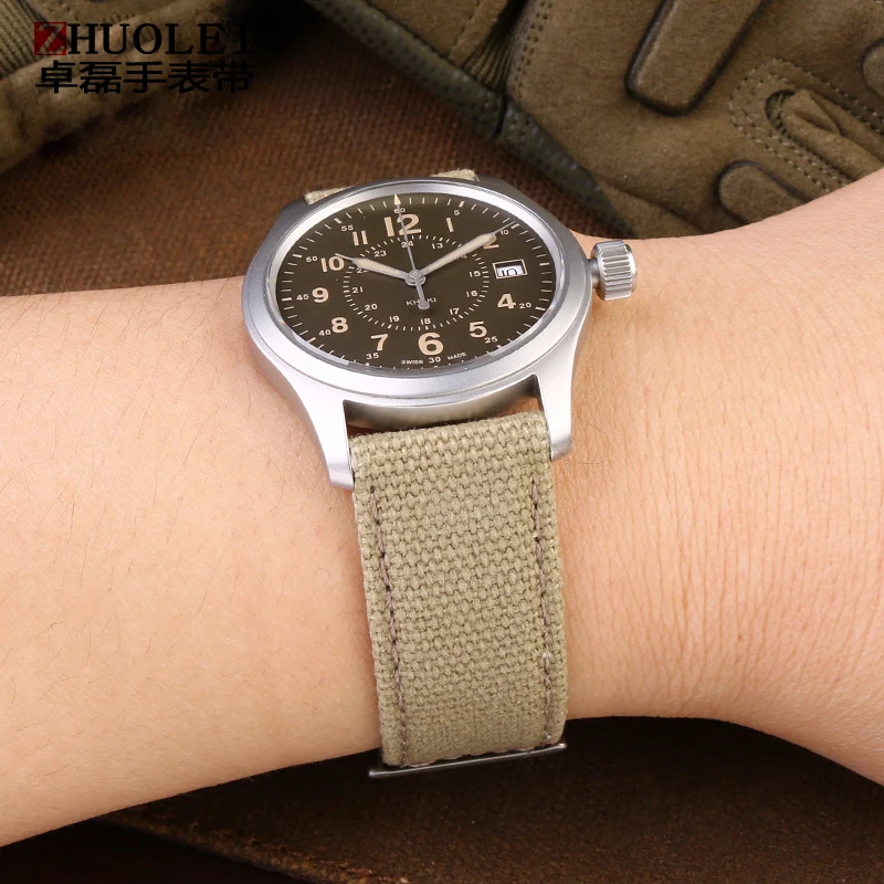 Nylon Genuine Leather Strap for Men's Watch - 20mm/22mm Canvas Band