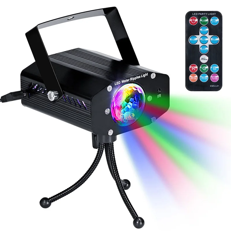 

LED DJ Stage Light RGB Water Ripples Laser Projector Light With Remote Control Auto Flash Sound Activated Function For Disco Par