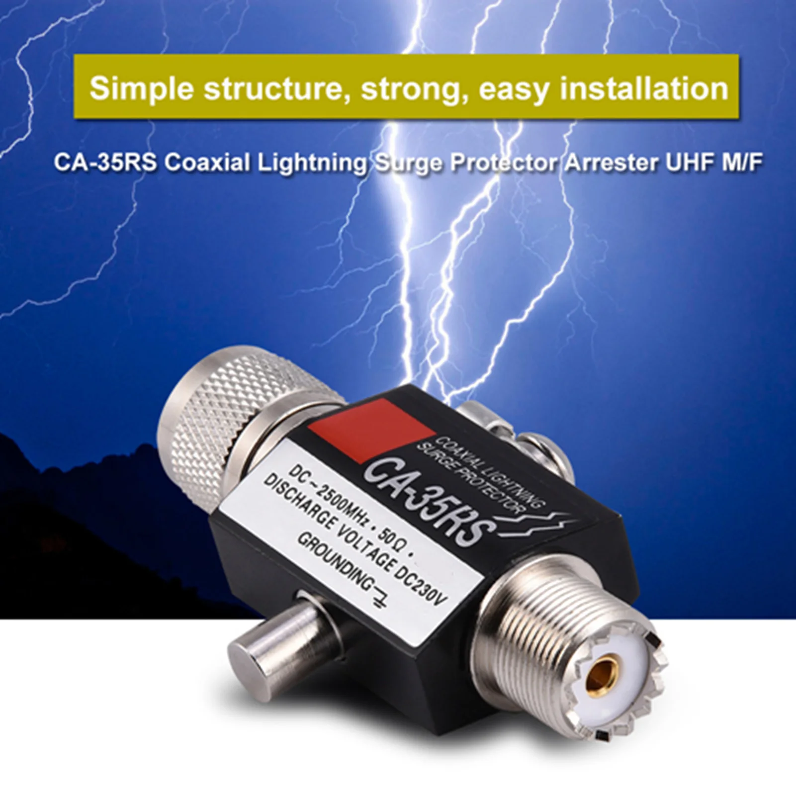 CA-35RS Coaxial Lightning Protector Arrester Male to Female UHF Connector coaxial lightning protector lightning arrester