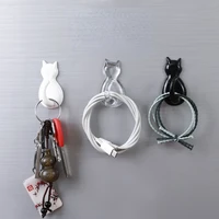 2 Pcs Hooks Cute Room Decor Cat Hook Wall Keychain Coat Hook Home Decoration Solid Colors Hook Hanger Kitchen Accessories 2