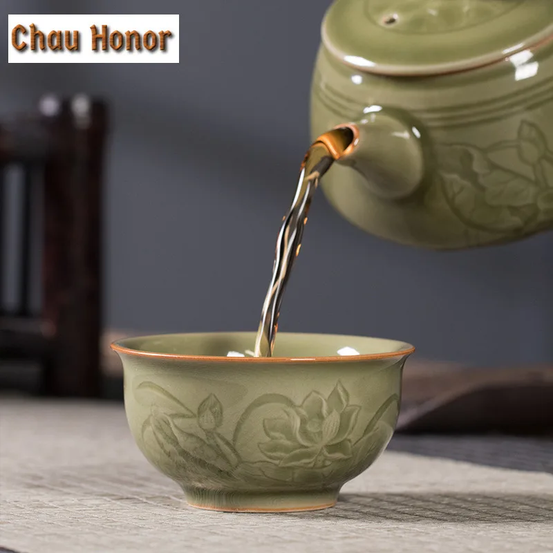 55ml Handmade Longquan Celadon Teacup Ancient Tea Bowl Cup For Tea Tea-tasting Meditation Cup Chazhan Mugs Master Cups Teaware