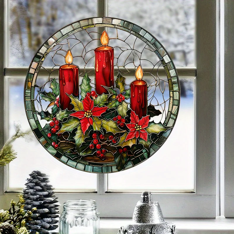 Festive Christmas Static Cling Window Sticker - Waterproof Vinyl Decal