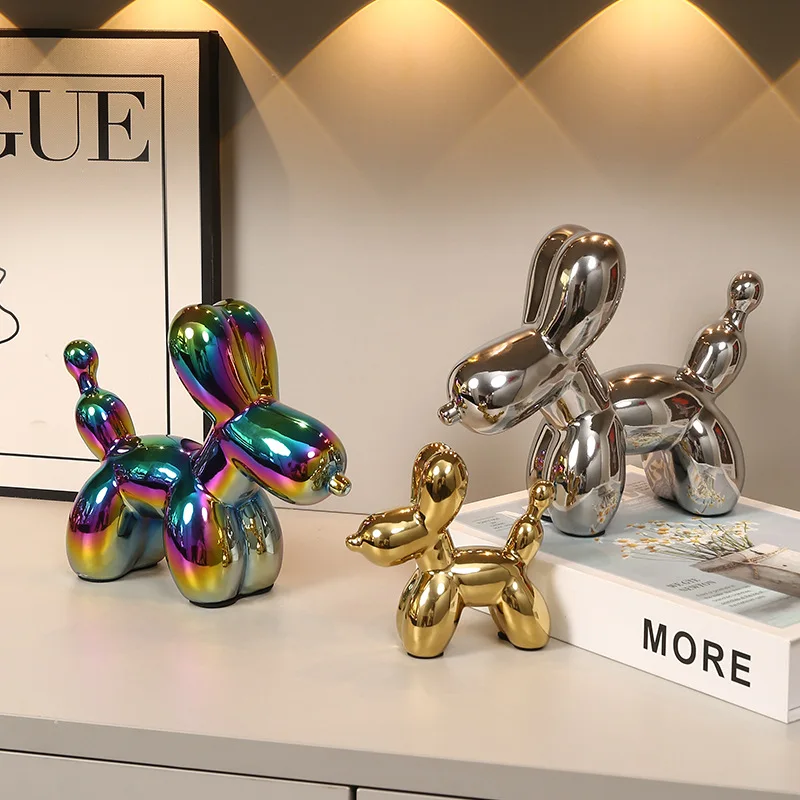 

11CM Mini Ceramic Balloon Dog Abstract Ornament Creative Sculpture Study Room Statue Home Office Accessories Festival Decoration
