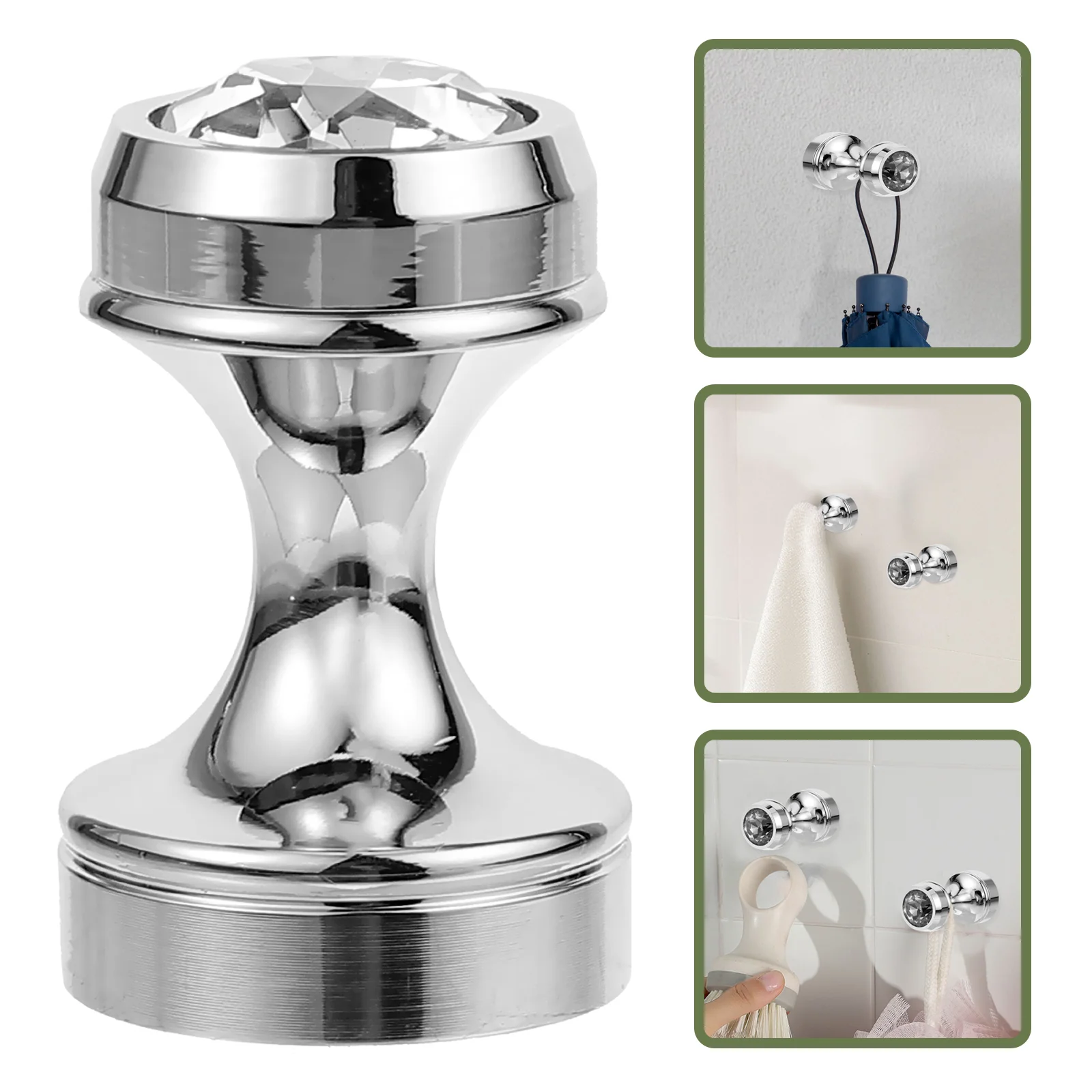 

Wall Hanging Hook Clothes Hat Hanger Toilet Bathroom Crystal Head Mini Heavy Duty Rack