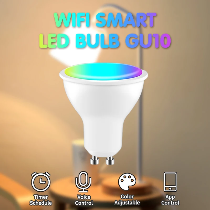 Tuya Led Spot Light Gu10 Lampadina A Led 5W Lampada 220V Faretto Wifi 5W Lampada Alexa Google Lampadina Gu 10 Fiala Rgb + Lampada Cct