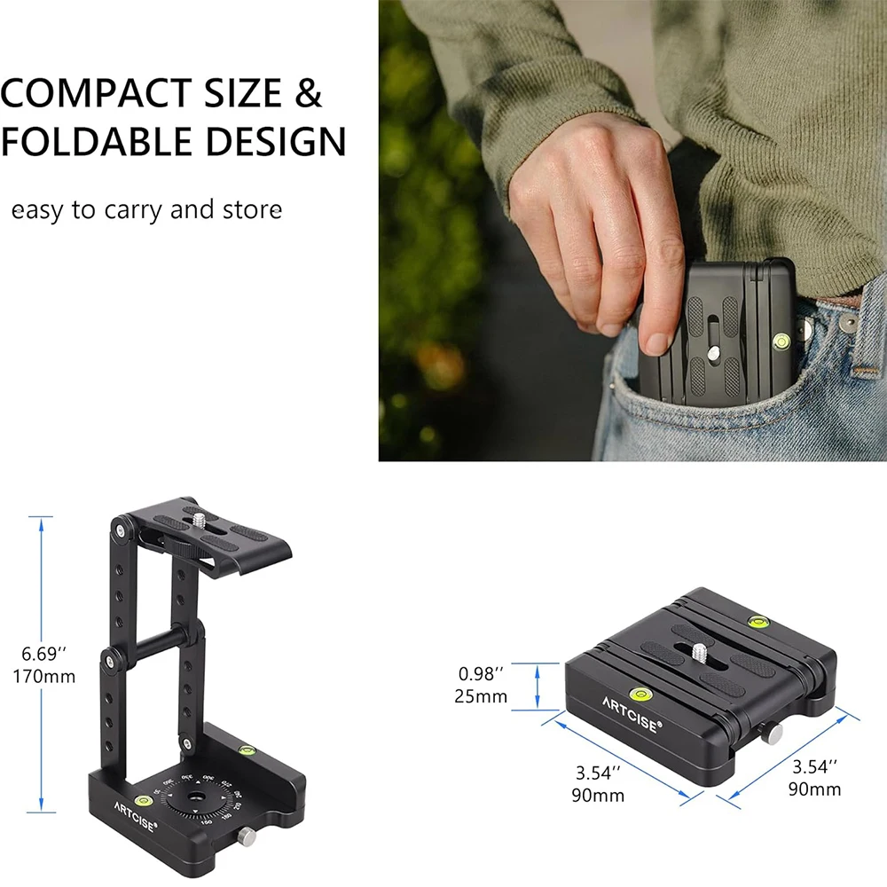 ARTCISE MH5 Z Flex Tilt tripod head aluminum alloy all metal flexible folding 360&deg; panoramic for Canon Nikon Sony DSRL camcorder