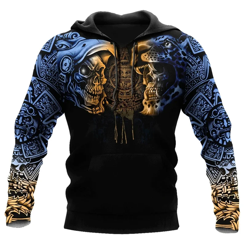 Mexiko Azteken Hoodie 3D Gedruckt Vintage Mexikanischen Totem Sweatshirt Männer Kleidung Lange Ärmel Outdoor Sport Pullover Hoodies Mantel – Detail 8
