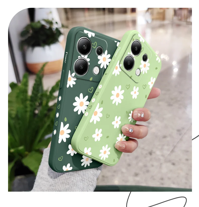 Zarte Daisy Handyhülle für Xiaomi Redmi Note 14 13 12 12S 11 11S 10 10S 9 9S Pro Plus 4G 5G Flüssigsilikonhülle – Detail 4