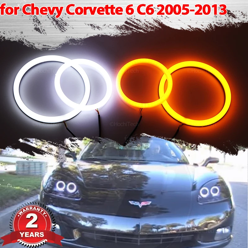 Cotton Smd Led Angel Eyes Bulb Halo Ring White Yellow Drl Styling Light Per Chevy Chevrolet Corvette 6 Generation C6 2005-2013