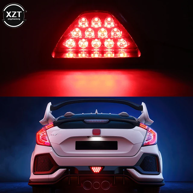 Universal Brake Signal Lamp F1 Style Triangle Sporty 12LED Rear Fog Light Tail Third Brake Lamp DRL For JDM BBA