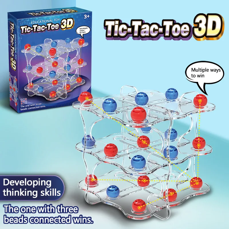 New 1 Set Interactive Chess Board Game Toy 3D TIC-TAC-TOE Game Easy To Play Educational Toys Squares Strategy Table Games