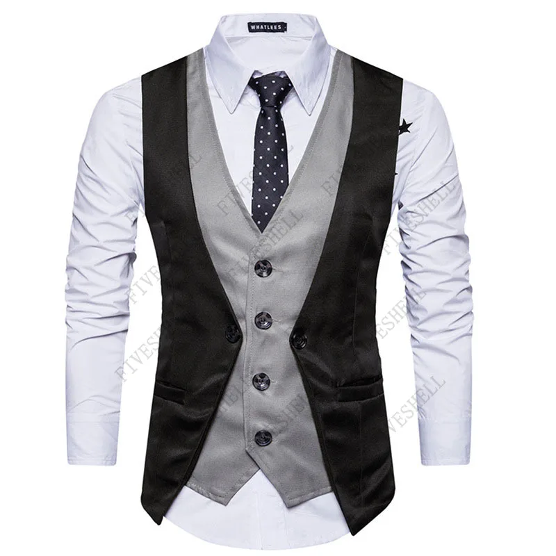 Letuwj Homme Costume Veste Faux Deux Pièces Gilet Blazer Sans