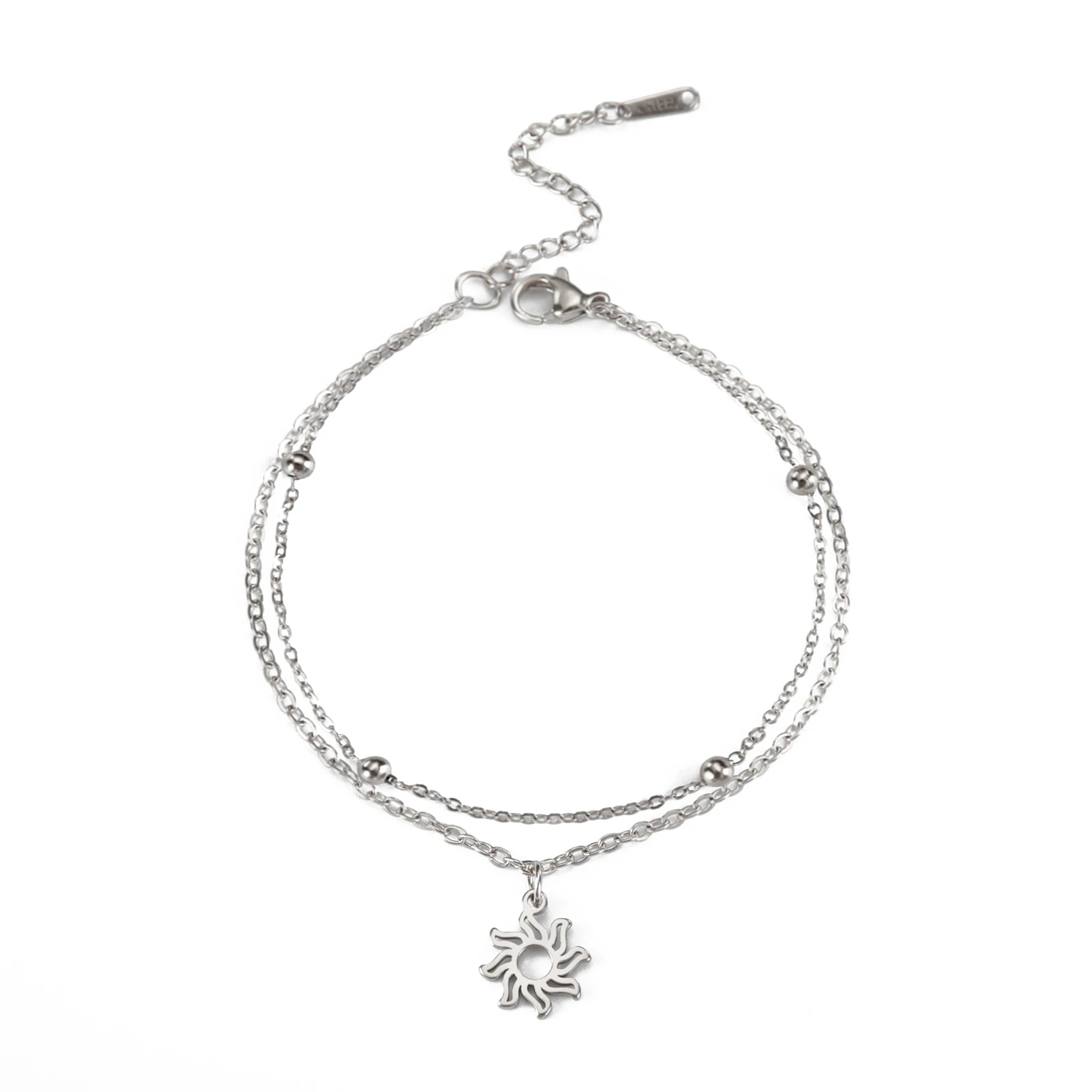Skyrim-Inspired Sun and Moon Charm Double-Layer Bracelet – Stainless Steel Jewelry Gift