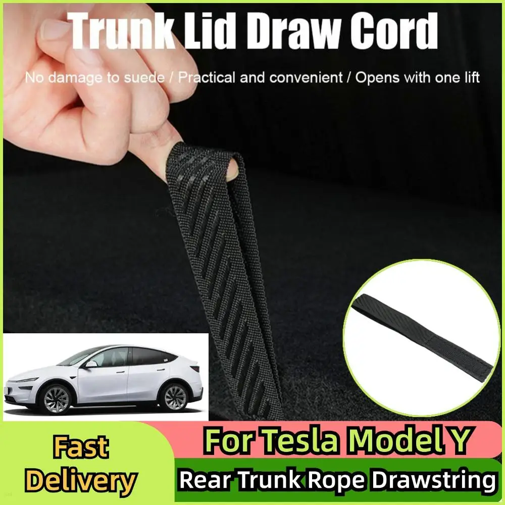 for Tesla Model Y Juniper Launch 2021-2025 Rear Trunk Rope Drawstring Rear Trunk Lid Pull Strap Open Cover Handle Organizer