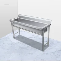 Commercial Stainless Steel Large Single-tank Floor-standing Dishwashing Kitchen Sinks for School Canteen Outdoor Washing Sinks 1