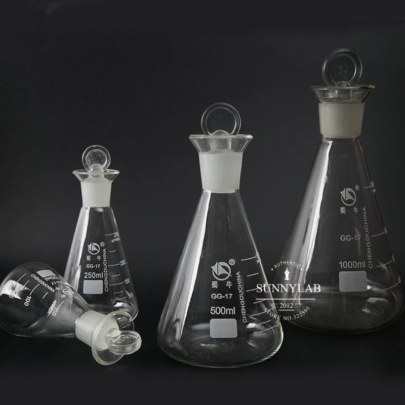 1Pcs 50ml to 1000ml Glass iodine flask conical flask Standard caliber High borosilicate GG-17 GLASS Iodine measuring bottle