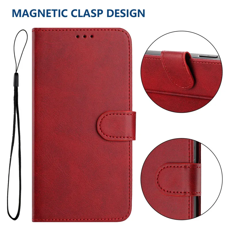 Premium Flip Leather Wallet Case with RFID Protection and Magnetic Stand