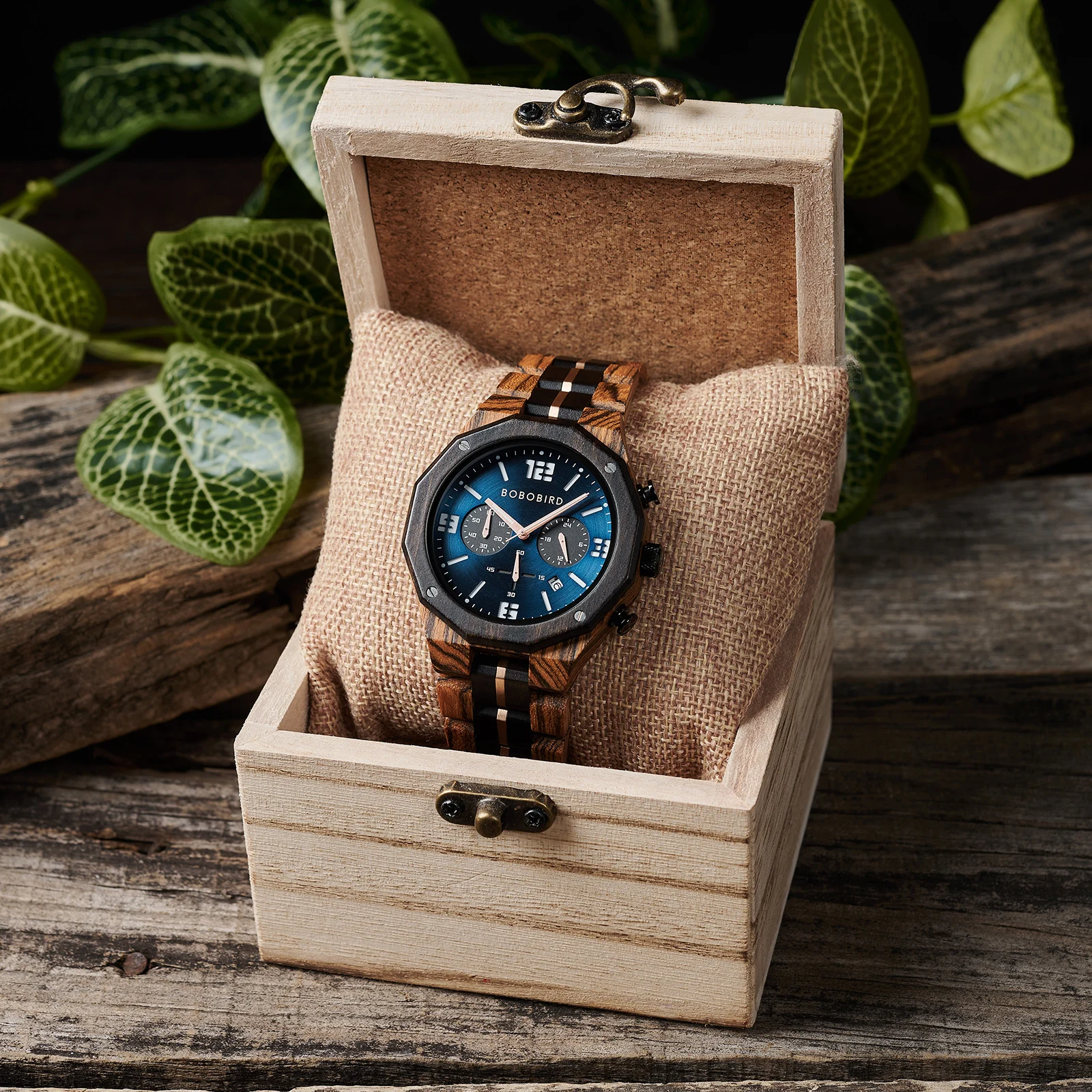 BOBO BIRD Luxury Wooden Men's Watches 3 Sub Dials Chronograph Support Customized LOGO OEM Drop Shipping