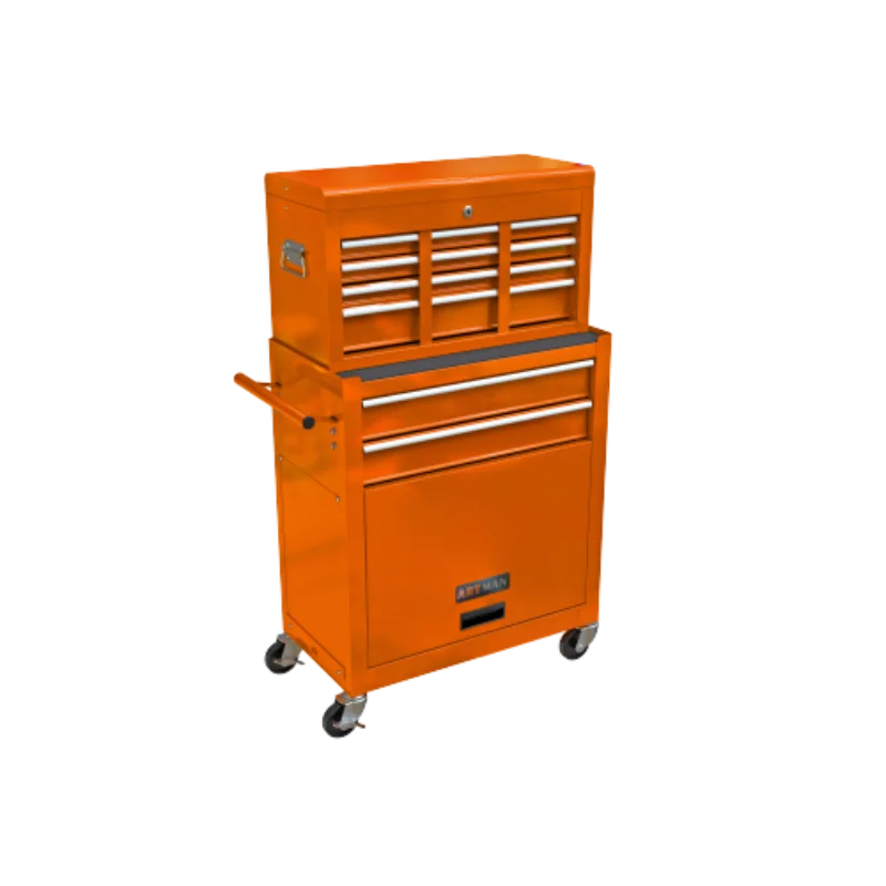 Large capacity rolling toolbox with wheels and drawers, 8 drawer tool storage cabinet-orange