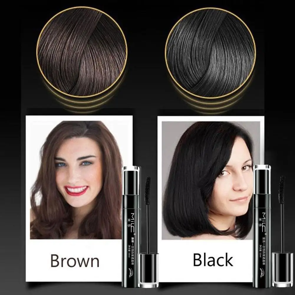 Temporary Hair Color Brush Diy Hair Color Wax Mascara Dye Cream Brown White Up Cover Black One- J1z5