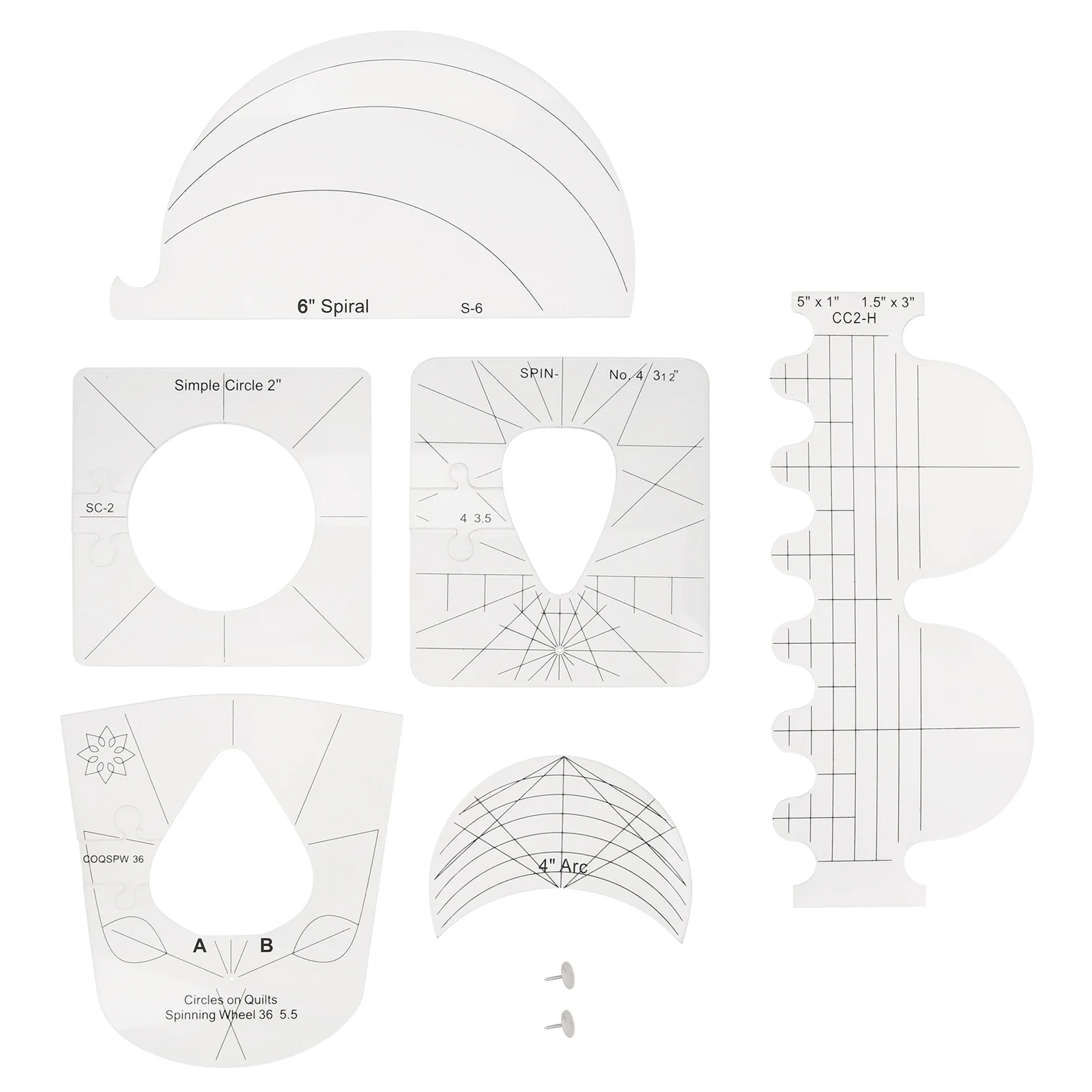 

6pcs/set Wide Acrylic DIY Patchwork Ruler Quilting Tools for Domestic Sewing Machine 3mm Thickness Quilting Ruler Templates Set