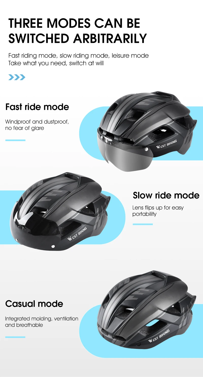 WEST BIKING Fahrradhelm 57-62cm Verstellbare Magnetische Brille Integrierter Fahrradsicherheitshelm Herren Fahrradhelm Radfahrer-Kopfbedeckung – Detail 12
