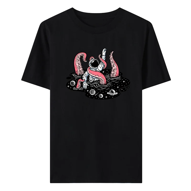 

NASA Men's and Women's Printed Round Neck Heavy Craft Short Sleeve Versatile Multicolor T-Shirt