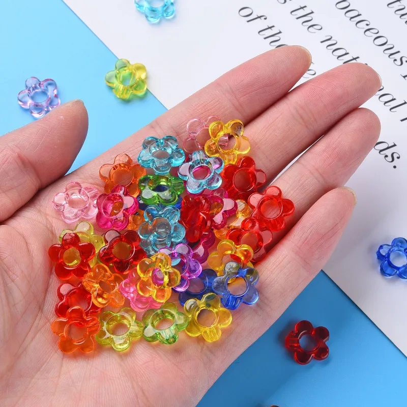 100 Perles En Acrylique Transparentes Formes Fleurs - 18x19 Mm, Trou 1,2 Mm - Pour Fabrication De Bijoux DIY - 9