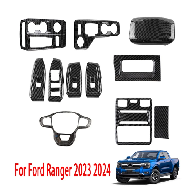 For Ford Ranger 2023 2024 ABS Carbon Fiber look Interior Accessories window  switch gear shift panle