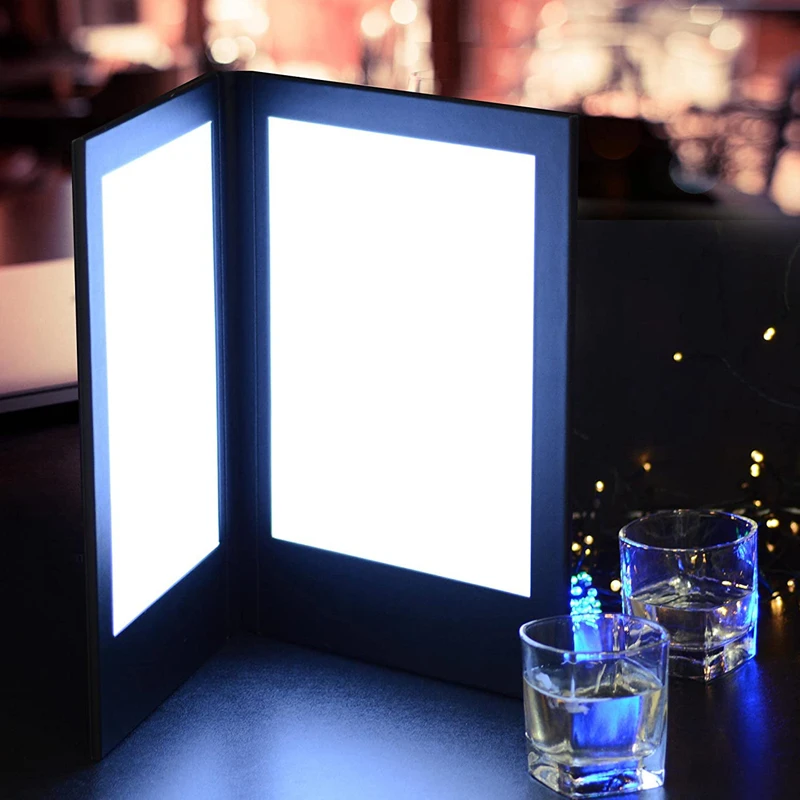 LED-Backlit-Illuminated-Menu-Holder-Check-Sign-Display-Bar-Leather-Book ...