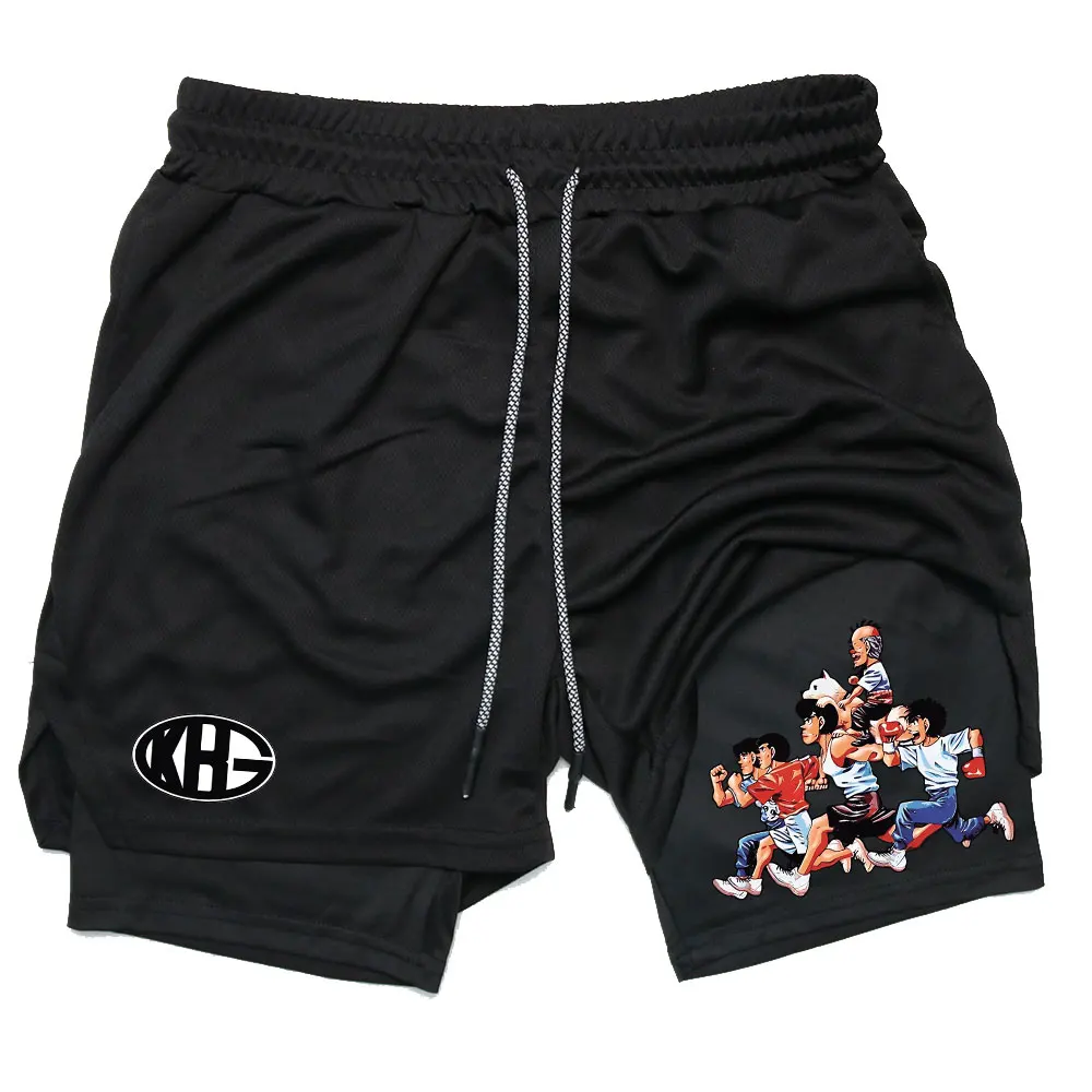 2025 Summer Anime IPPO 2-in-1 Men's Sports Shorts Running Fitness Breathable Quick Drying Sports Shorts Techwear Pants 2