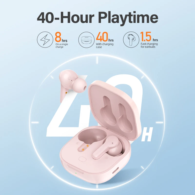 QCY T13 진정한 무선 이어버드 Bluetooth 5.1 이어폰 7.2mm 드라이버, 큰 저음 40H 긴 재생 시간 빠른 충전 방수
