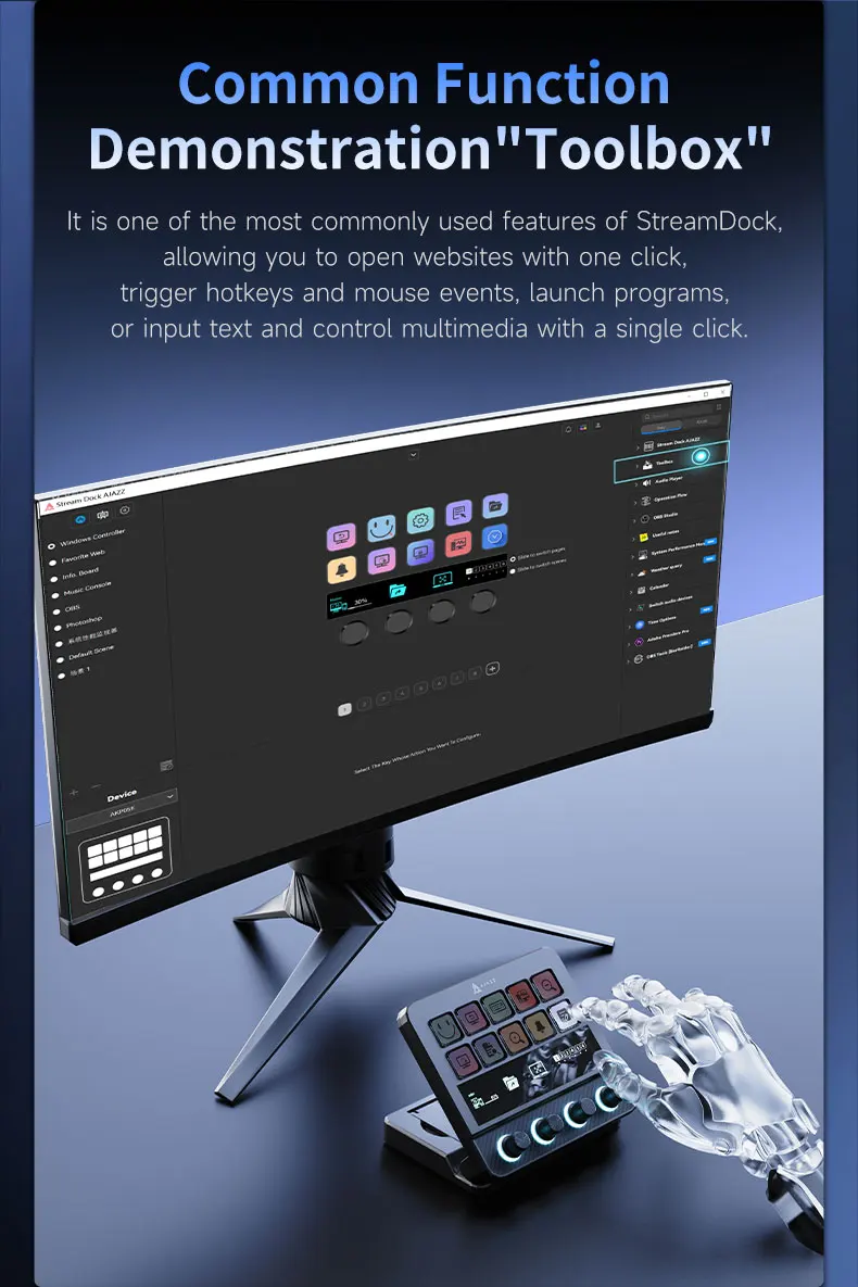 AJAZZ AKP05PRO Kabelgebundene Konsole, Anpassbare LCD-Tasten & Drehregler, für Streaming und Büro – Detail 10