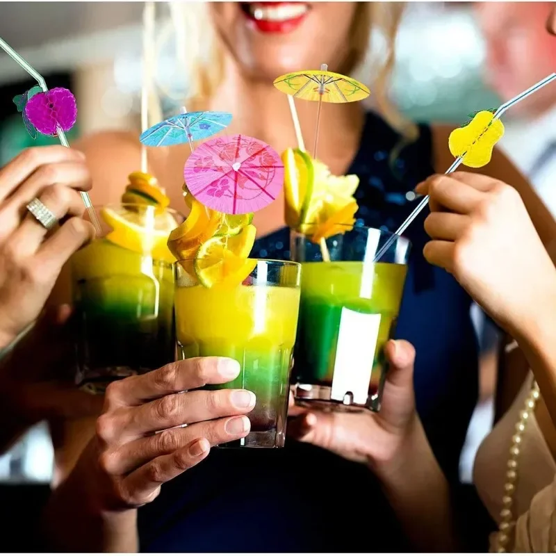 Paper Drink Cocktail Parasols Wedding Paper Umbrella Decoration Umbrellas Tropical Hawaiian Party Cocktail Accessories 50Pcs