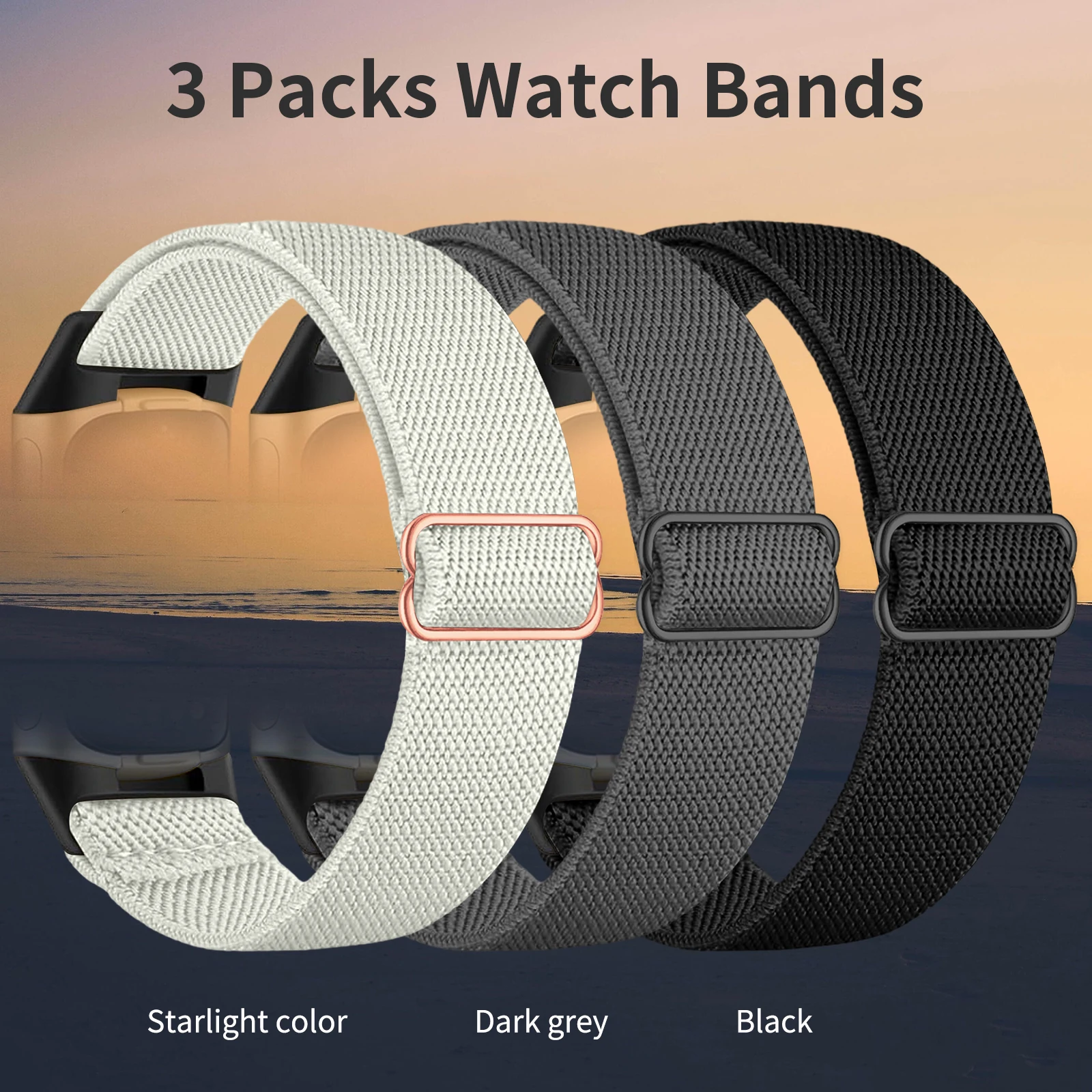 Pack of 3 Stretchy Nylon Elastic Adjustable Bands