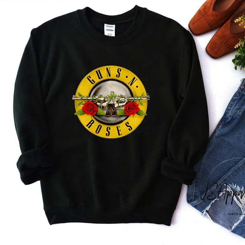 

Vintage Guns N Roses Fashion Band Women Sweatshirt Long Sleeve O Neck Graphic Hoodies 90s 00s Grunge Goth Clothes Causal Loose