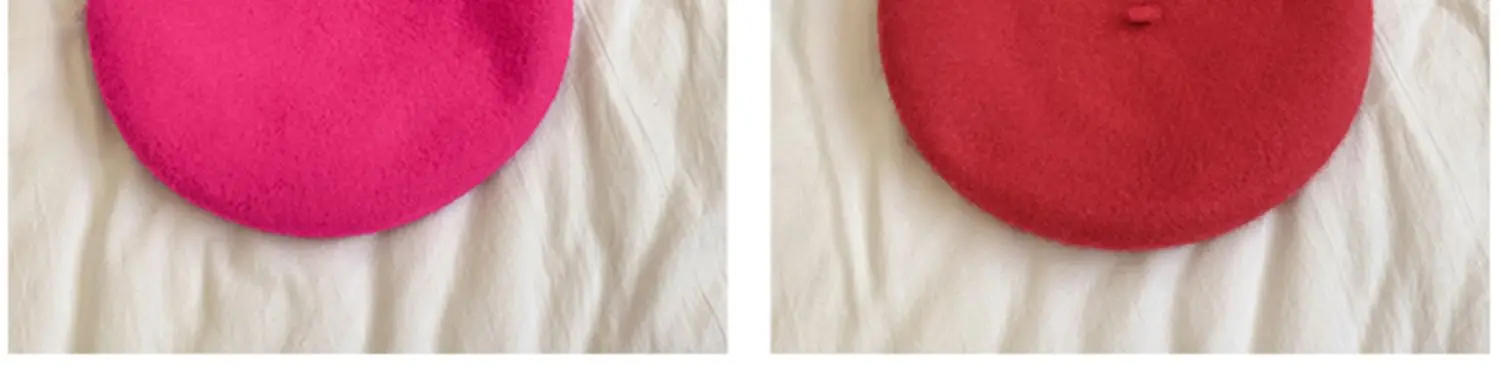Wolle Baskenmütze Hut Für Frauen Herbst Winter Retro Britischen Candy Farbige Solide Weiche Berets Flache Vintage Maler Kappe Casual Warm Halten – Detail 6