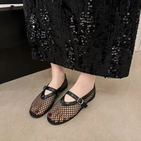 In Summer, Wear Round Toe, Straight Buckles, Casual and Comfortable, Women's Flats, Cut-out Mary Jane Single Shoes,fishnet Shoes 3