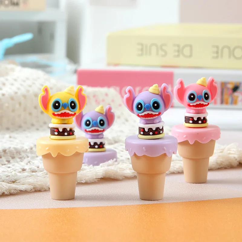 4pcs Disney Stitch Bagged Mini Highlighter Ice Cream Lilo & Stitch Cartoon Diy Handbook Pen Student Stationery Gift