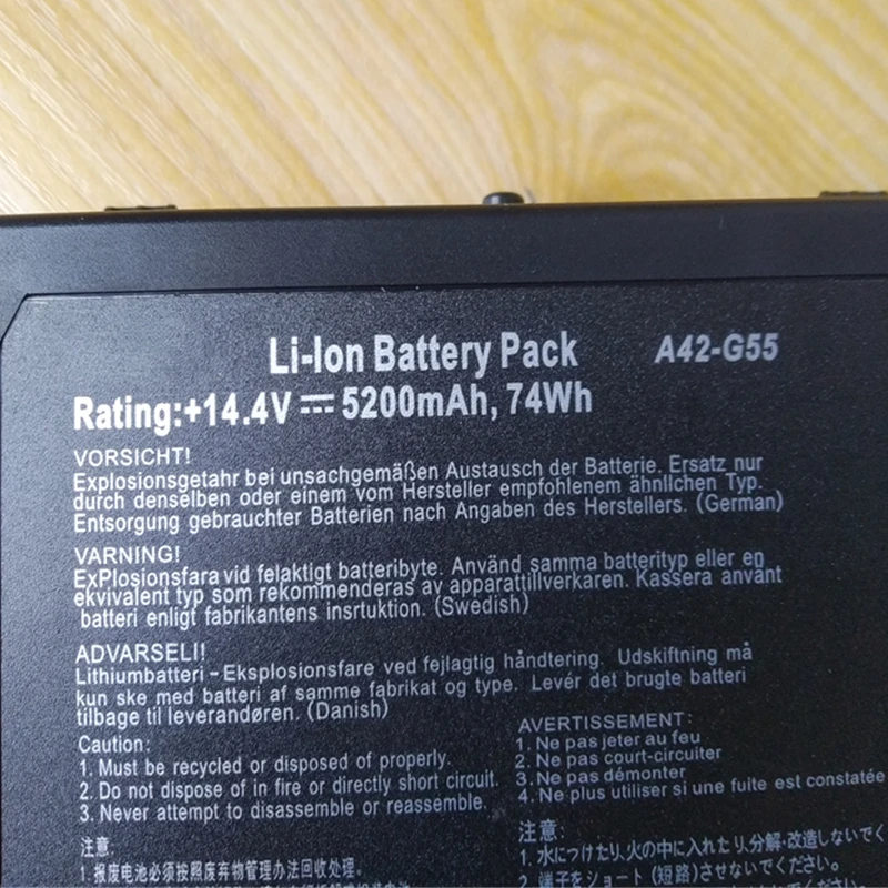 Bateria do Portátil para Asus A42-g55 14.4v 74wh G55v G55vm G55vw S1129v Es71 Dh71 Ds71 S1020v Rog-g55vw G55xi361vw G55xi363vw Novo - Imagem 4