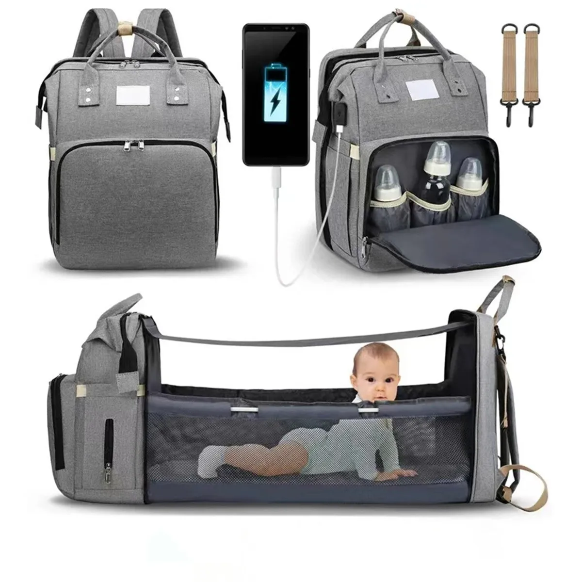 

New Mommy Diaper Bags Backpacks Mother Large Capacity Travel Nappy with anti-loss zipper Baby Nursing Bags NEW
