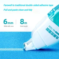 Deli Double Sided Adhesive Tape, Roller Glue Tape, 6mm * 8m with Refill Glue, DIY Journal Stationery, 1PC 1