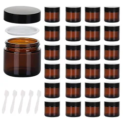 2pcs 5g-50g Amber Brown Glass Cosmetic Jar Face Cream Bottles Portable Travel Face Cream Cosmetic Container Accessories
