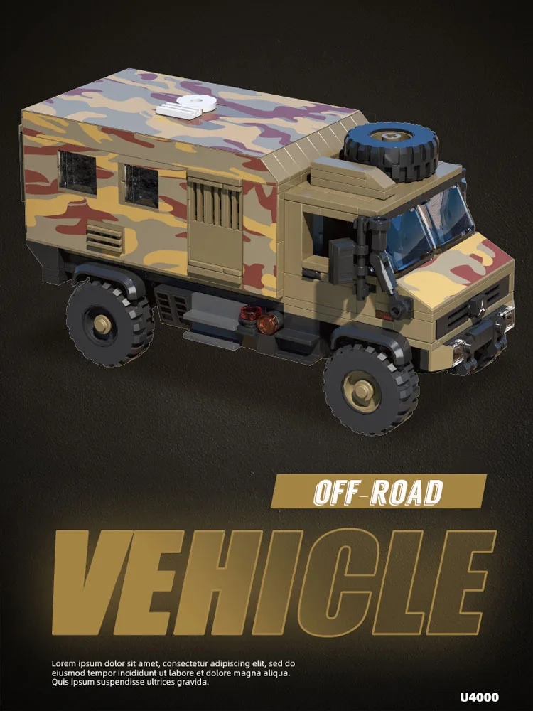 Speed ORV Baustein-Set Modernes Militärfahrzeug Unimogs U4000 Ziegelstein-Modell Armee-Auto Bausatz Spielzeug für Jungen Geschenke – Detail 1