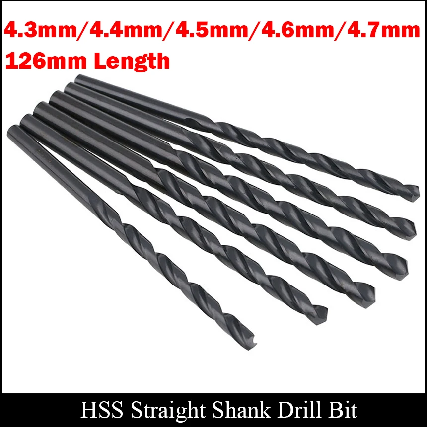 

4.3mm 4.4mm 4.5mm 4.6mm 4.7mm 126mm Length Metal High Speed Steel HSS Fully Ground Black Finished Straight Shank Twist Drill Bit