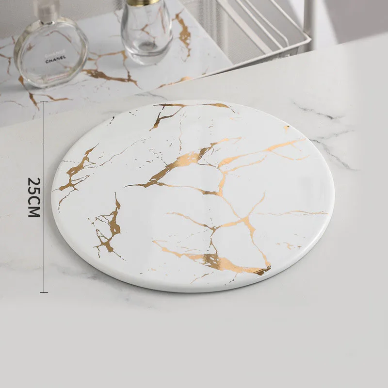 European Ceramic Storage Tray Marble Texture Wedding Center Cake Organizer Afternoon Tea Desktop Dessert Trays Home Decoration 6