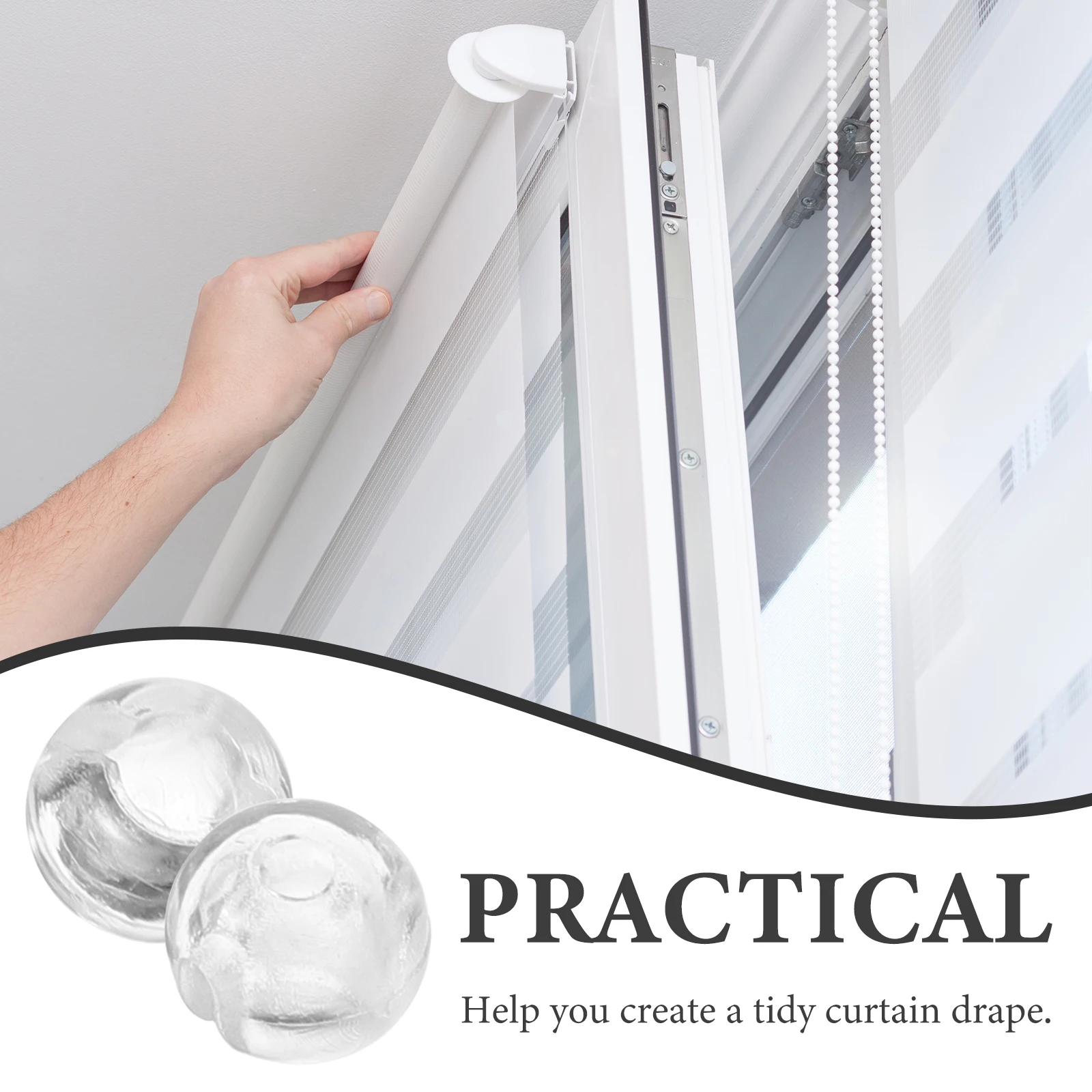12pcs Roller Shades Bead Chain Crimp Stop Clear Beaded Chain Stop Blind Control Ball Stoppers Blinds Bead Accessories