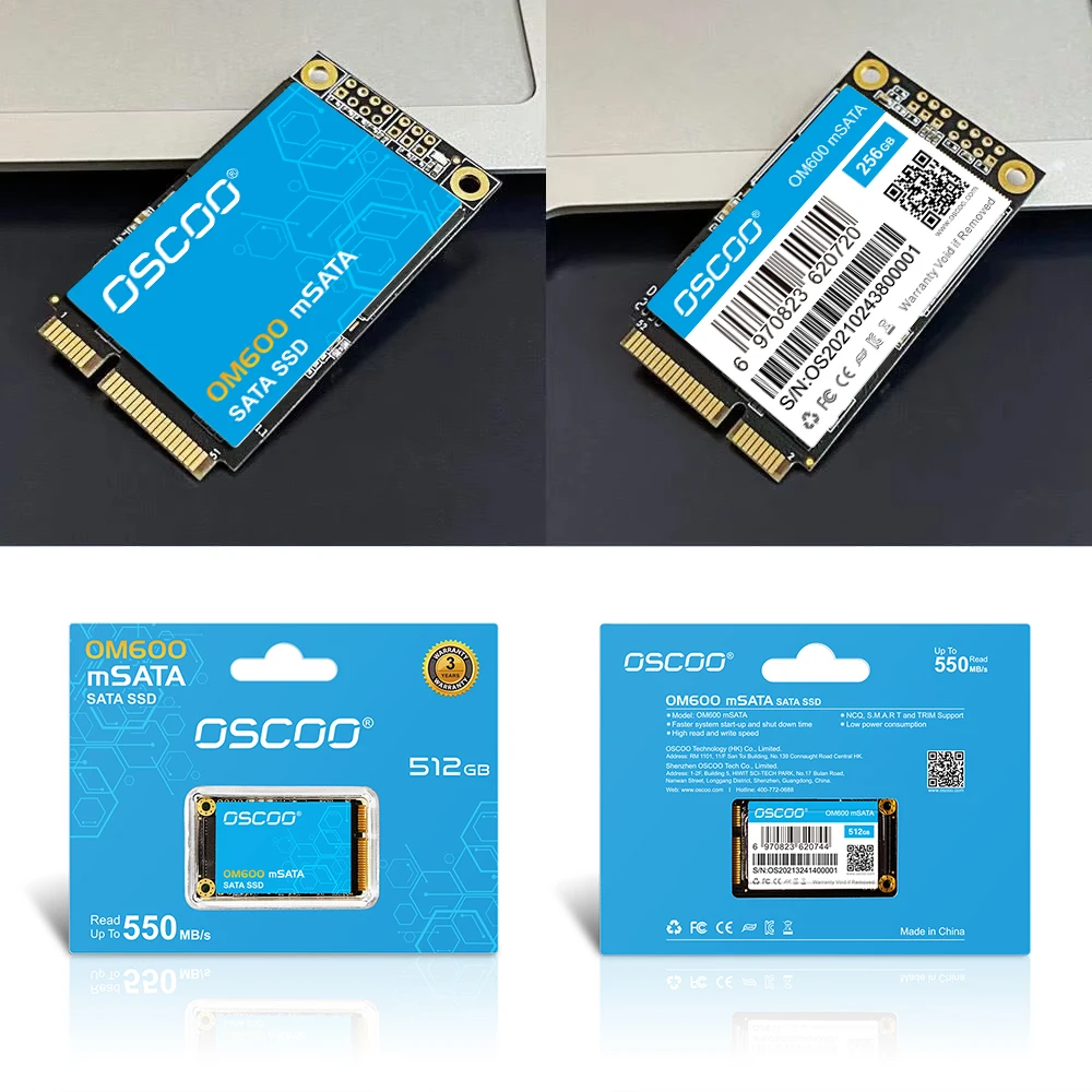 OSCOO mSATA SSD SATA Rev.3.0 6Gb/s 256GB 512GB 1TB mSATA